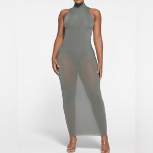 Skims soft maxi dress with high neck and sleeveless design, size S